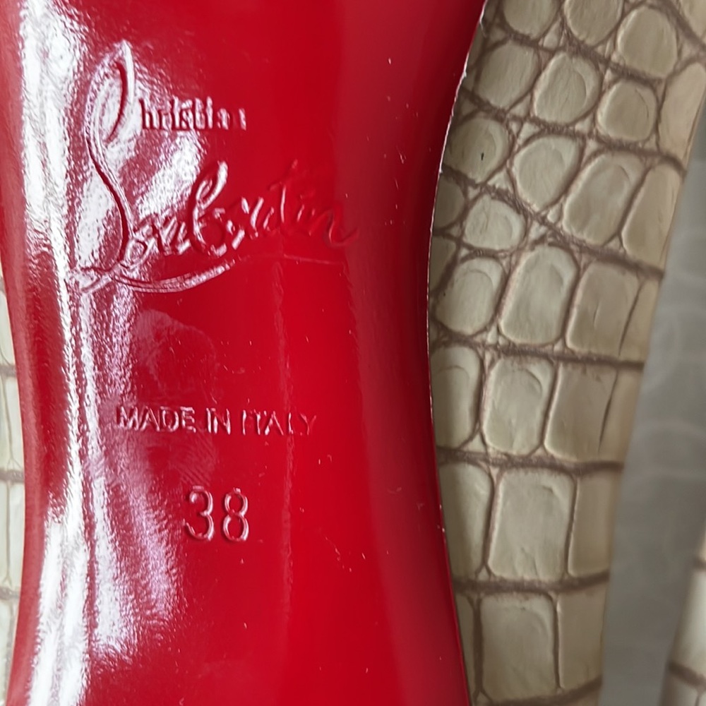 Christian Louboutin kate 100mm croc print leche beige stiletto sz 38 - Picture 8 of 10